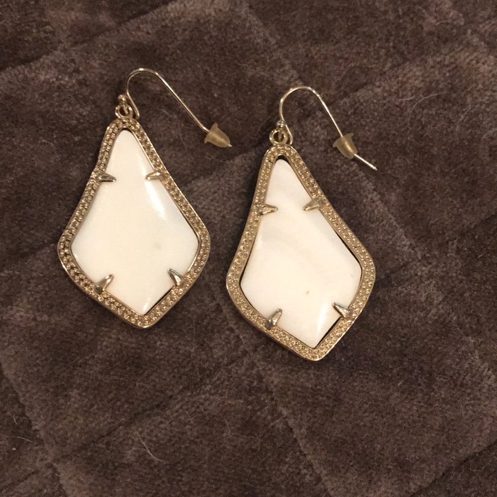 Kendra Scott gold and white earrings